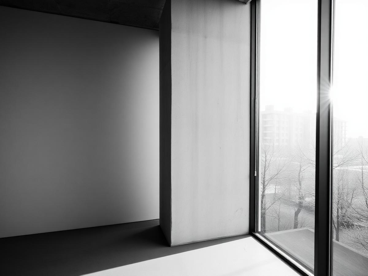 Architekturdetail eines modernen Schweizer Büros mit Beton und Glas